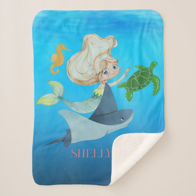 Personalised Mermaid Sherpa Blanket (Front)