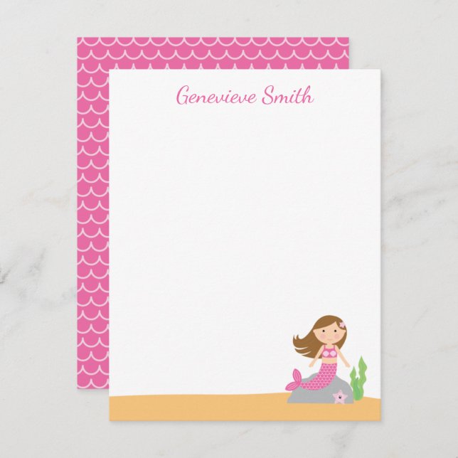 Personalised Mermaid Stationery Card (Front/Back)