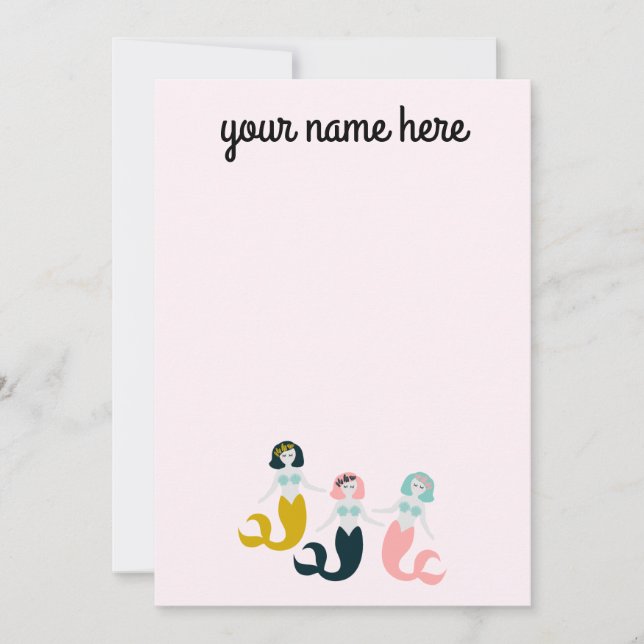 Personalised Mermaid Stationery Notecards (Front)