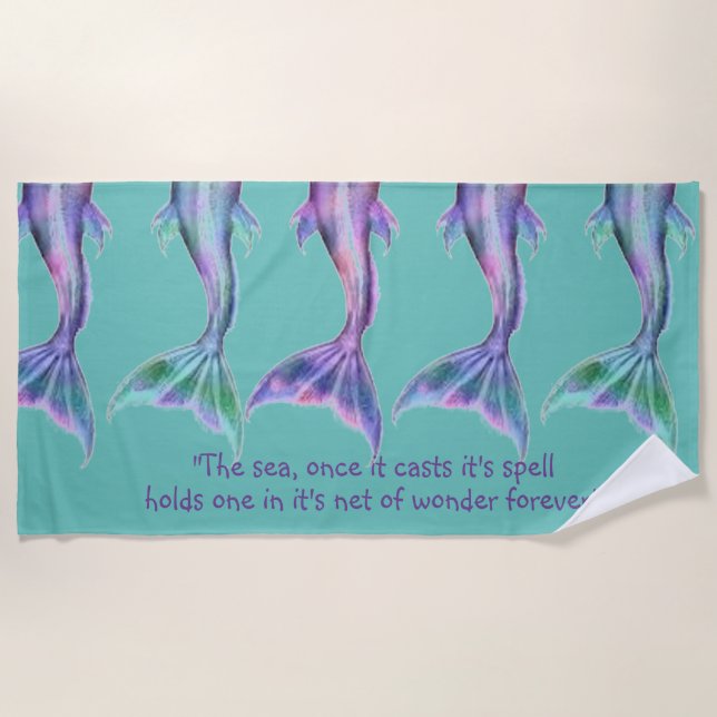 Personalised Mermaid Tails Beach Towel (Front)