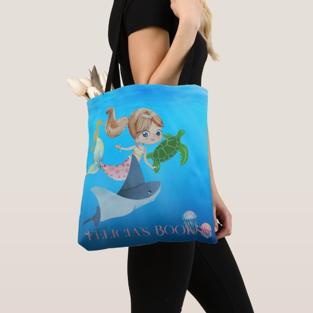 Personalised Mermaid  Tote Bag (Close Up)