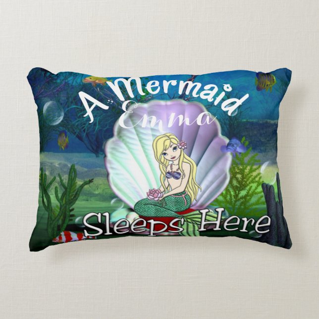 Personalised Mermaid Under the Sea Pillow (Front)
