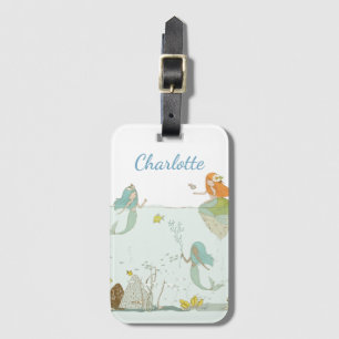 Personalised Mermaid Whimsical Ocean Kids Name Luggage Tag