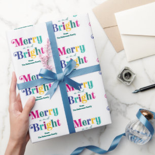 Personalised Merry and Bright Christmas Holiday Wrapping Paper