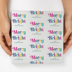 Personalised Merry and Bright Christmas Holiday Wrapping Paper