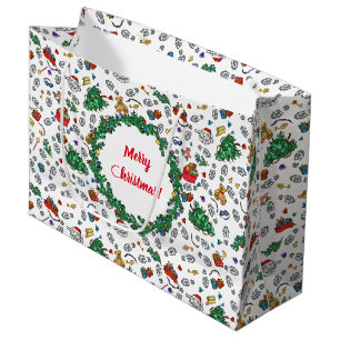 Personalised Merry Bad Santa Holiday Pattern Large Gift Bag