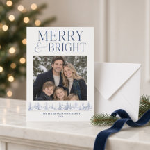 Personalised Merry & Bright Blue Winter Toile