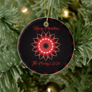 Personalised Merry Christmas Abstract Prism Art Ceramic Tree Decoration