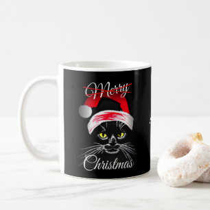Personalised Merry Christmas Angry Black Cat Coffee Mug