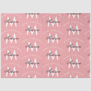 Personalised Merry Christmas Blush Pink Monogram Tissue Paper