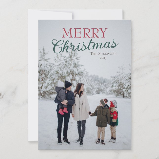 Personalised Merry Christmas Card with Photo  (Front)