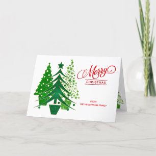 Personalised Merry Christmas Card with Trees
