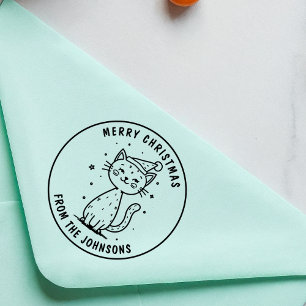 Personalised Merry Christmas Cat Cute Holiday Pet  Self-inking Stamp
