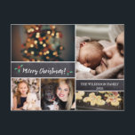 Personalised, Merry Christmas, Chalkboard, Photo Holiday Postcard<br><div class="desc">Your beautiful family photos deserve to be shared during this time of year as you send warm wishes. Customise this modern collage design & personalise with your family greeting. Find the other pieces from the collection.</div>