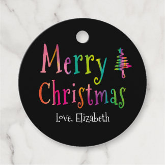 Personalised Merry Christmas Colourful Favour Tags