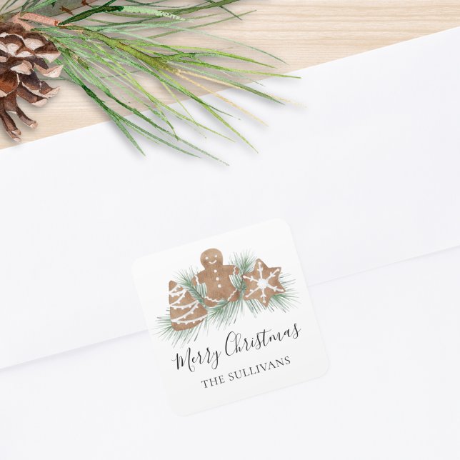 Personalised Merry Christmas Cookies Square Sticker (Creator Uploaded)