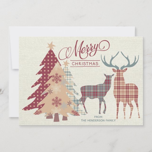 Personalised Merry Christmas Country Plaids Card (Front)