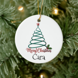 Personalised Merry Christmas Custom Name Gift For Ceramic Tree Decoration