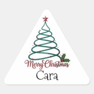 Personalised Merry Christmas Custom Name Gift For  Triangle Sticker