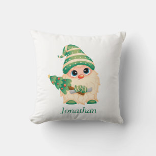 Personalised Merry Christmas Cute Gnome Boy Cushion