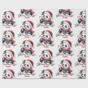 Personalised Merry Christmas Cute Panda Bear Wrapping Paper