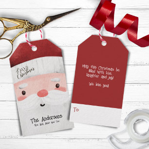 Personalised Merry Christmas Cute Santa Claus Face Gift Tags