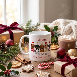 Personalised Merry Christmas Dachshund Family Coffee Mug