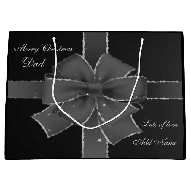 Personalised Merry Christmas Dad gift design Large Gift Bag (Front)