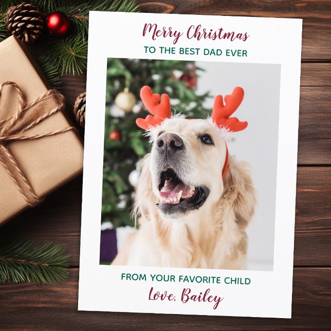 Personalised Merry Christmas Dog Dad Pet Photo Hol Holiday Card (Creator Uploaded)