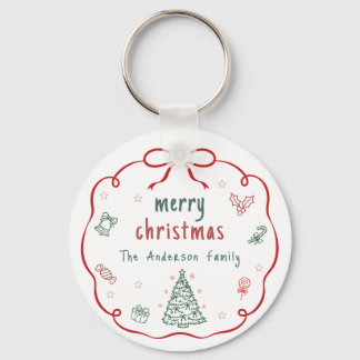 Personalised Merry Christmas Family Keychain