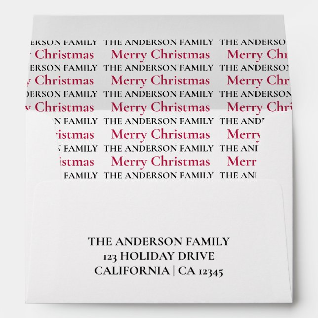 Personalised Merry Christmas Family Name Envelope (Back (Bottom))