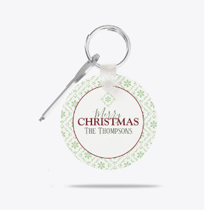 Personalised Merry Christmas Family Name Key Ring