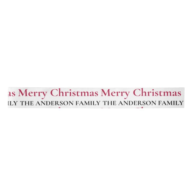 Personalised Merry Christmas Family Name Satin Ribbon (Front)