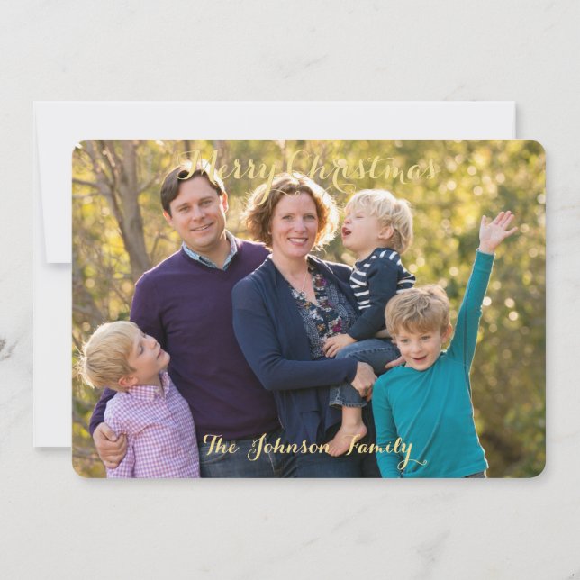 Personalised Merry Christmas Family Photo Happy Holiday Card (Front)