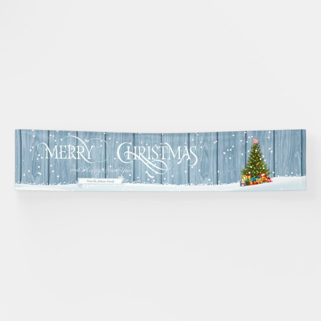 Personalised Merry Christmas Family wishes Banner (Horizontal)