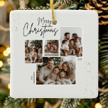 "Personalised Merry Christmas Four-Photo Collage  Ceramic Ornament<br><div class="desc">Create a heartfelt holiday memory with the Personalised Merry Christmas Four-Photo Collage Ornament. This beautifully designed ornament showcases four favourite photos, adding a personalised and meaningful touch to your Christmas tree. Perfect as a gift for family and friends or as a keepsake for your own celebrations, this ornament can also...</div>