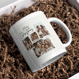 "Personalised Merry Christmas Four-Photo Collage  Coffee Mug