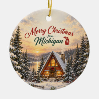Personalised Merry Christmas from Michigan Ceramic Tree Decoration