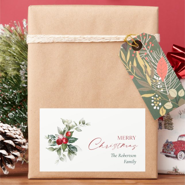 Personalised Merry Christmas Gift Stickers (Holiday)