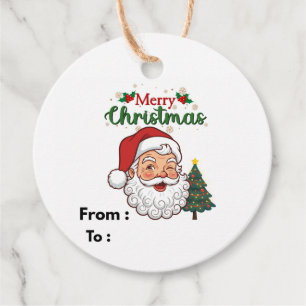Personalised Merry Christmas Gift Tags with Santa