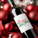 Personalised Merry Christmas Gift Wine Label<br><div class="desc">Spread some holiday cheer with this festive Christmas design. Perfect to give as a Christmas gift or bring to a Christmas Party! Print a bunch and use year after year!</div>