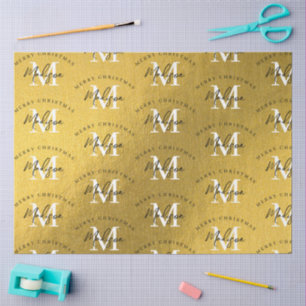 Personalised Merry Christmas Gold Foil Monogram  Tissue Paper