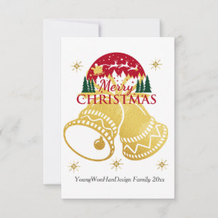 personalised Merry Christmas Golden Bell Card