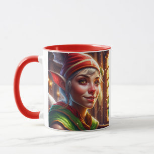 Personalised Merry Christmas Grandma Cute Elf Mug