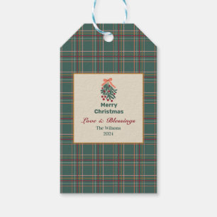Personalised Merry Christmas - green plaid Gift Tags