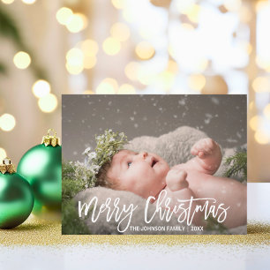 Personalised Merry Christmas Greeting add PHOTO Holiday Postcard