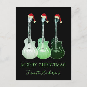 Personalised Merry Christmas guitars Holiday Postcard