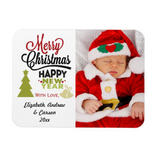 Personalised Merry Christmas Happy New Year Photo Magnet