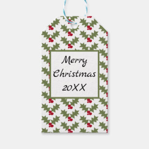 Personalised Merry Christmas Holly Red and Green  Gift Tags