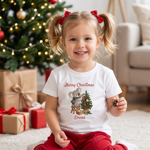 Personalised Merry Christmas Koala for Kids Toddler T-Shirt